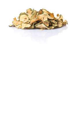 Dried zucchini or courgette  over white backgroundの写真素材