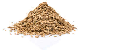 Dried anise seed or aniseed over white backgroundの写真素材