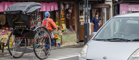 Kawagoe, Saitama, Japan - 9th April 2016. Locals and tourists in Kawagoe town. Originating from Japan's Edo Period, Kawagoe town is also known as Little Edo.のeditorial素材