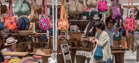 TOKYO, JAPAN - MAY 7TH, 2016. Weekly held local farmer's market at United Nations University, Tokyo, Japan.のeditorial素材