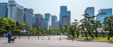 TOKYO, JAPAN - MAY 21ST, 2016. Security police at the Tokyo Imperial Palace grounds.のeditorial素材