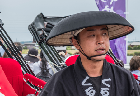 ITAKO, IBARAKI, JAPAN - JUNE 4TH 2016. Locals dress in in traditional costume during the annual Suigo Itako Iris Flower Festival.のeditorial素材