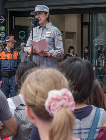 TOKYO, JAPAN - SEPTEMBER 4TH, 2016. Tokyo Governor, Yuriko Koike at the Tokyo Annual Public Disaster Drill. Elected on 31st July 2016, she is the first female to hold the city's Governor's post.のeditorial素材