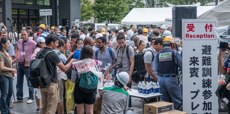 TOKYO, JAPAN - SEPTEMBER 4TH, 2016. General Tokyo public participating in the Tokyo Annual Disaster Drill in Tokyo, Japan.のeditorial素材