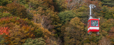 NIKKO, JAPAN - OCTOBER 22ND, 2016. Cable car at Akechidaira, Nikko, Japan. Nikko is the main tourist destination for locals and foreign tourist in Japan.のeditorial素材
