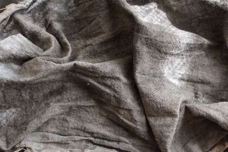 Natural fabric background. Gray linen.の写真素材