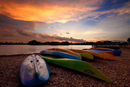 sunset by the lake at Putrajaya Malaysiaの写真素材