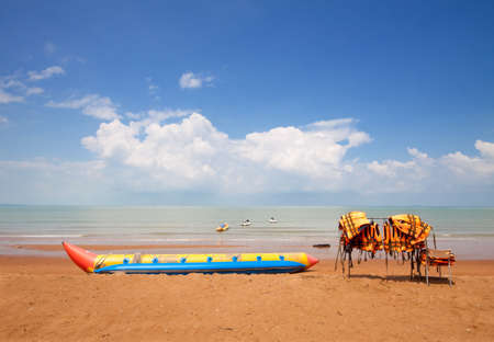Blue sky and the tropical beach in malaysiaの写真素材