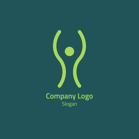 Green line logo resembling people.のイラスト素材