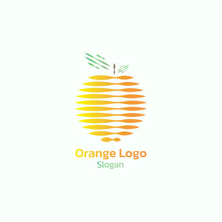 Orange fruit logo made up of a unique combination of lines.のイラスト素材