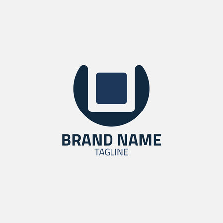Square logo inside an incomplete circle.のイラスト素材
