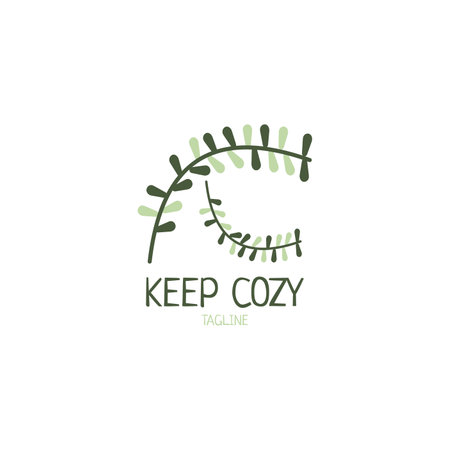 Leaf vines logo that forms a letter.のイラスト素材