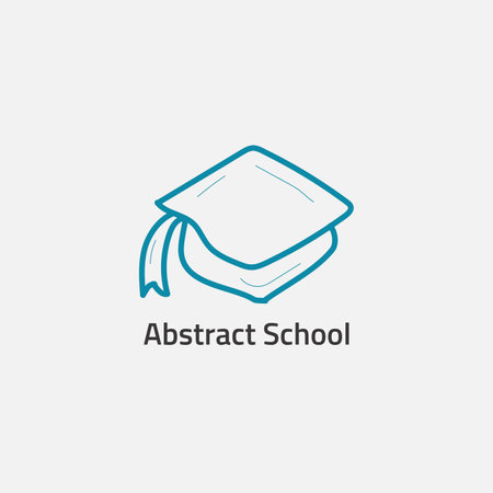 Graduation hat abstract logo in blue color.のイラスト素材