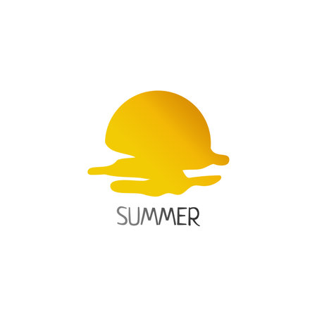 Sun logo with half melted like the ocean.のイラスト素材