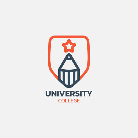 University emblem logo with pencil and star.のイラスト素材