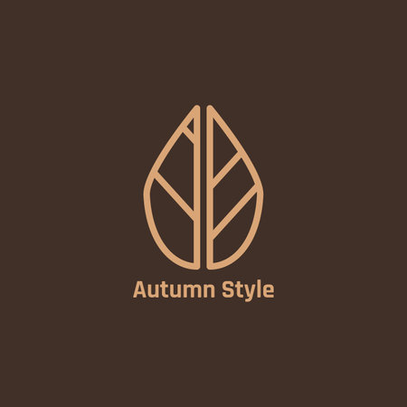 Abstract line logo that forms a leaf cut in the middle.のイラスト素材