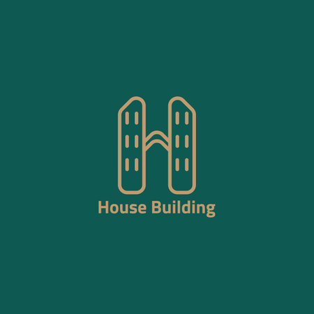 The logo of two buildings forming the letter H.のイラスト素材