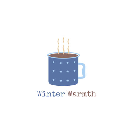 Logo of a cup of hot coffee or hot chocolate that is suitable to accompany the winter.のイラスト素材