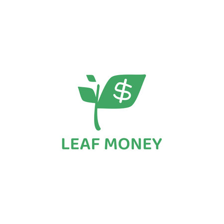 Green leaf logo with currency negative space.のイラスト素材