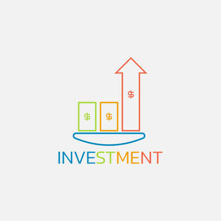 A chart logo with an upward direction of a line meaning increasing profits.のイラスト素材