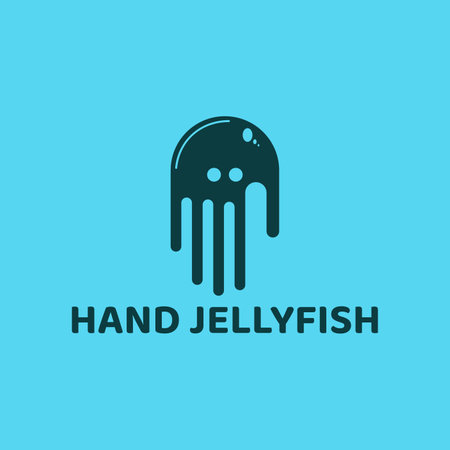 Black hand logo with jellyfish negative space.のイラスト素材