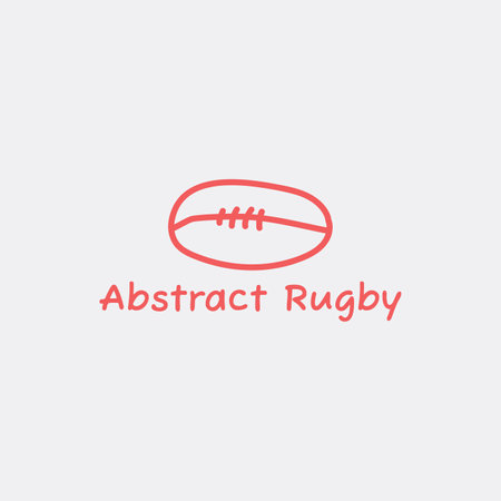 Abstract rugby ball logo made of red lines.のイラスト素材