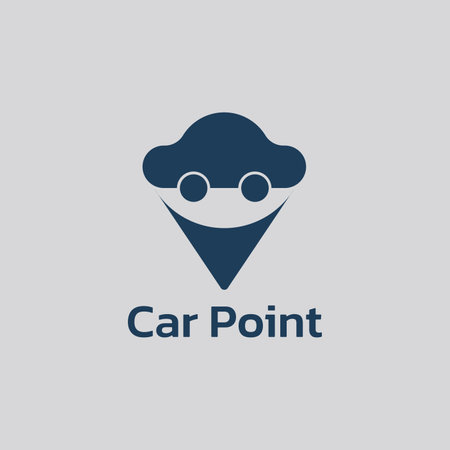Simple car logo merged with point shape.のイラスト素材