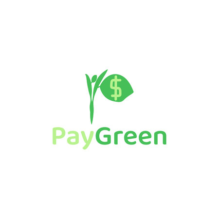 Payment application logo in the form of a combined leaf and currency, and forms the letter P.のイラスト素材