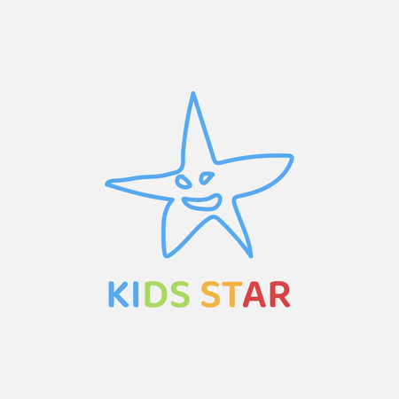 Abstract star logo with colorful lettering suitable for kids events.のイラスト素材