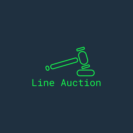 Simple auction hammer logo made of lines.のイラスト素材