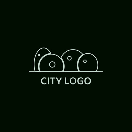 Logo of several city buildings in a round shape.のイラスト素材