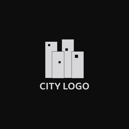 City logo with buildings in rectangular shape.のイラスト素材