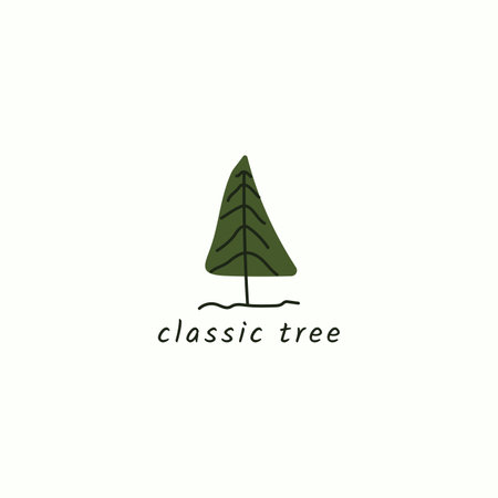 Green minimalistic tall tree logo.のイラスト素材