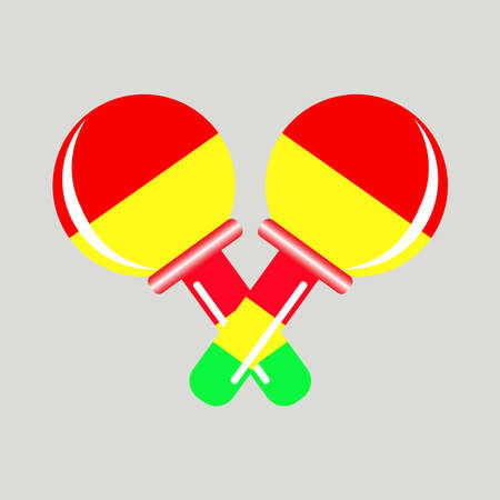 Maracas icon. Vector illustration of red, yellow and green maracas isolated on a grey background