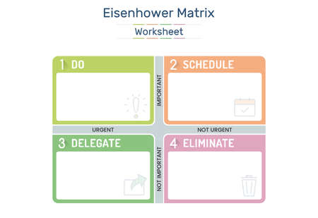 Eisenhower Matrix worksheet, urgent important matrix, Prioritize task, Task Management, Project Management, Process infographicsのイラスト素材
