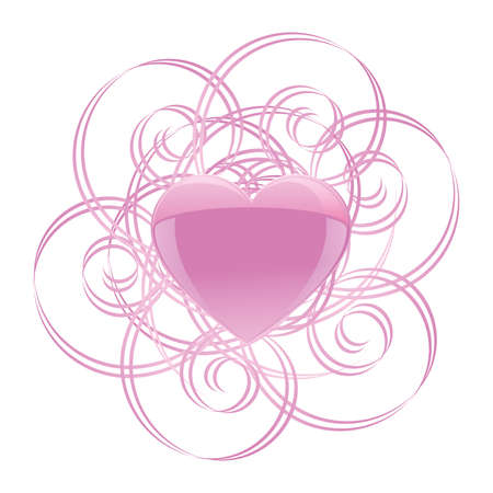 Pink Heart on white backgroundのイラスト素材