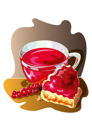 Pieces of pies and currantのイラスト素材