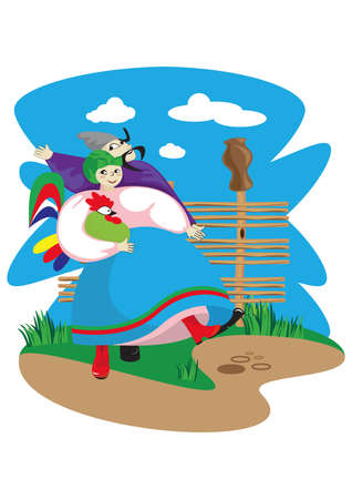 Traditional Ukrainian Couple Dancingのイラスト素材