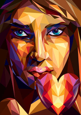 Polygonal girl with a heart