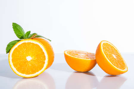 citrus with mint leavesの写真素材