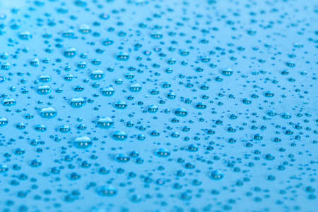 drops of water on a blue background