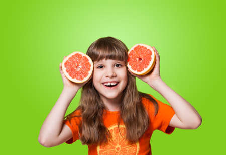 girl with citrusの写真素材