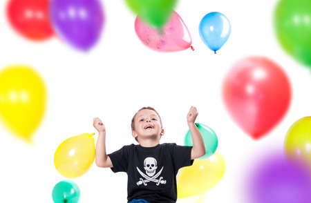 boy with colorful balloonsの写真素材