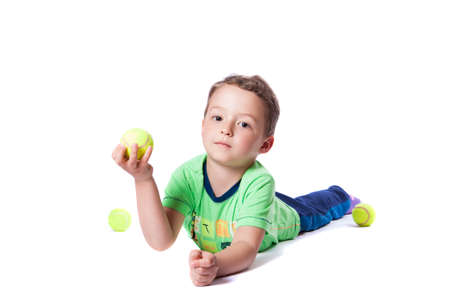 boy catches the ballの写真素材