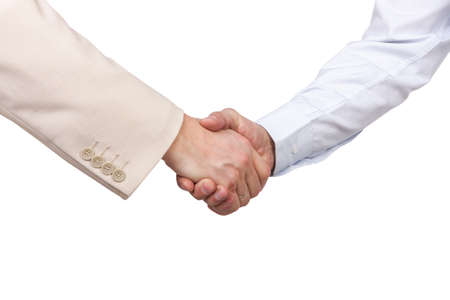 business handshake isolated on a white backgroundの写真素材