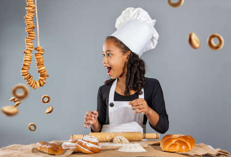 cheerful girl chefの写真素材