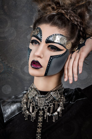 portrait of a woman with makeup Steampunkの写真素材