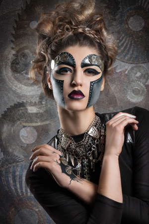 portrait of a woman with makeup Steampunkの写真素材