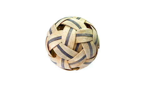 Used Sepak Takraw ball with scratch - isolated on whiteの写真素材