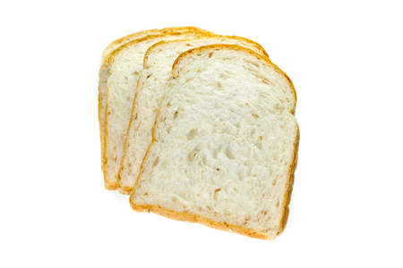 sliced whole wheat bread - isolated on whiteの写真素材